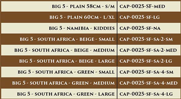 hat size chart for website