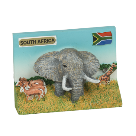 Hand Painted Elephant with Springbok South Africa