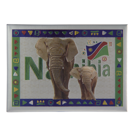 Namibia- Elephant with Calf (9x6.5cm)