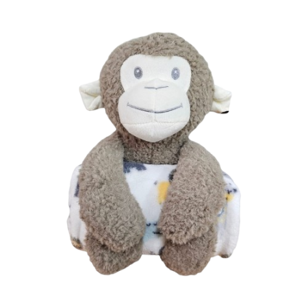 Monkey-Fluffy Blanket Toy-Patterned