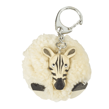 Pompom Keyring - Zebra Large 