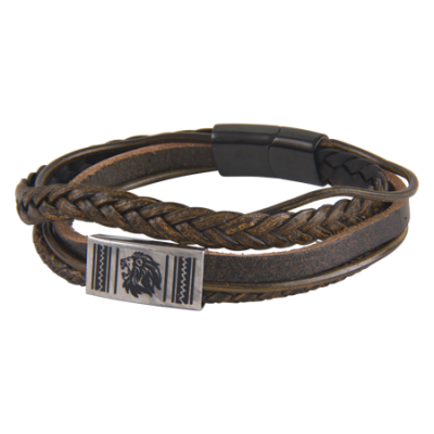 Bracelet-Mens-Lion Face-Ethnic-Tan