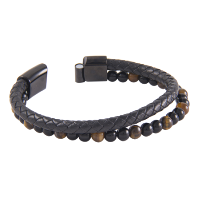 Bracelet-Mens-Tigers Eye-Black