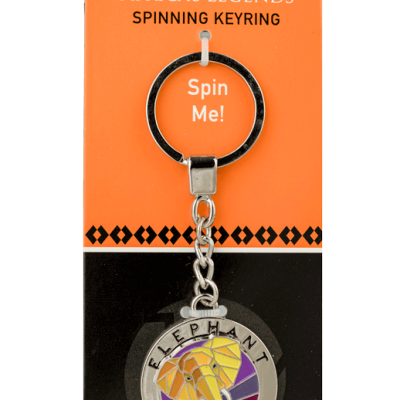 Rotating Keyring - Elephant - Yellow/Brown