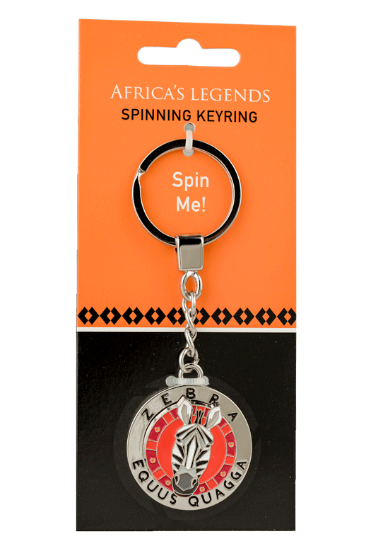 Rotating Keyring - Zebra - Red