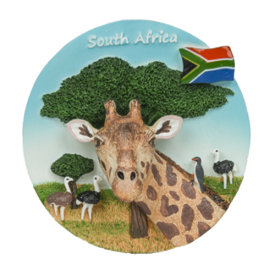 Hand Painted Magnet - Giraffe Head (SA Flag)
