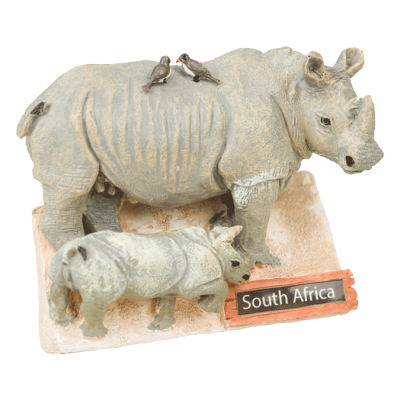 Hand Painted Magnet - Rhino with Calf