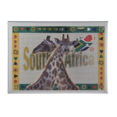 Tin Foil Fridge Magnet - South Africa - 9x6.5cm - Cross Neck Giraffe
