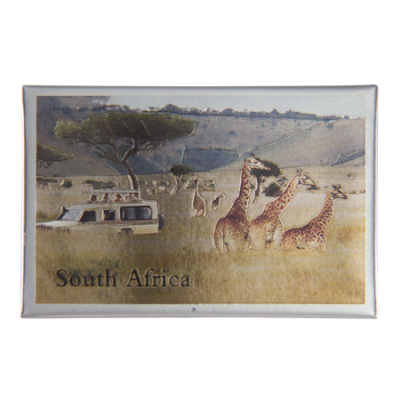 Tin Foil Fridge Magnet - South Africa - 8x5.5cm - Game Drive Giraffe