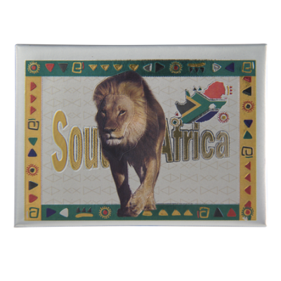 Tin Foil Fridge Magnet - South Africa - 9x6.5cm - Lion