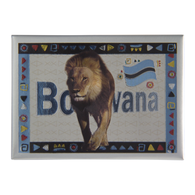 Tin Foil Fridge Magnet - Botswana - 9x6.5cm - Lion