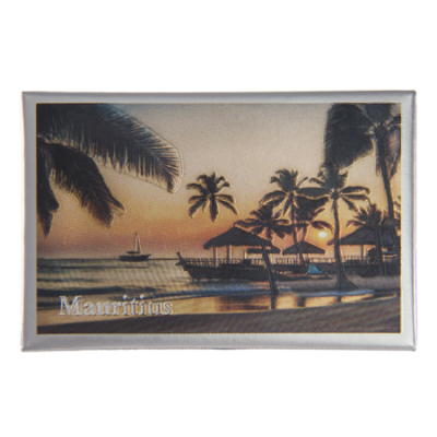 Tin Foil Fridge Magnet - Mauritius - 8x5.5cm - Beach