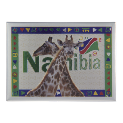 Tin Foil Fridge Magnet - Namibia - 9x6.5cm - Cross Neck Giraffe