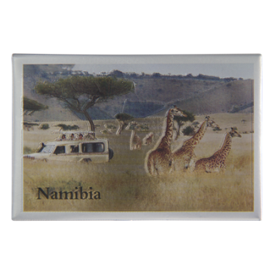 Tin Foil Fridge Magnet - Namibia - 8x5.5cm - Game Drive Giraffe