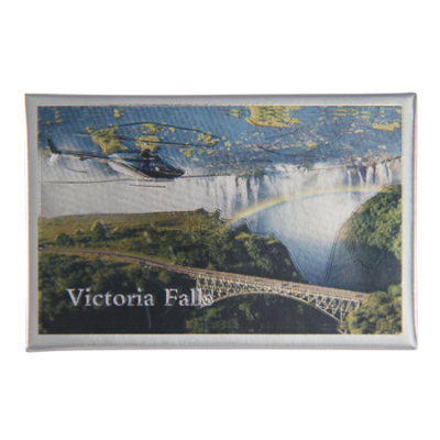 Tin Foil Fridge Magnet - Zimbabwe - 8x5.5cm - Victoria Falls - Rainbow