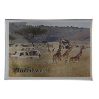 Tin Foil Fridge Magnet - Zimbabwe - 8x5.5cm - Game Drive Giraffe