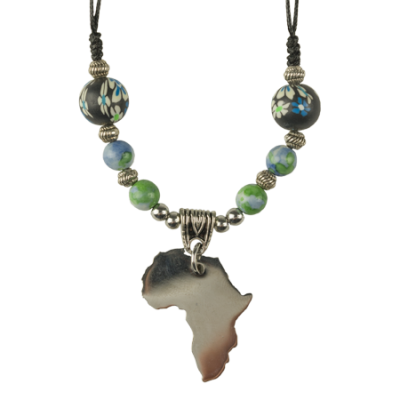 Necklace-Map of Africa-Fimo-Green