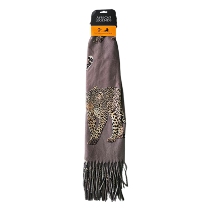 Cashmere Style Scarf-Leopard-Grey