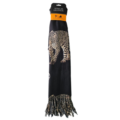 Cashmere Style Scarf-Leopard-Black