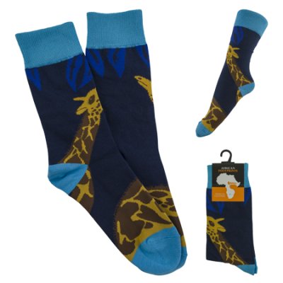 Socks - Giraffe - on Blue