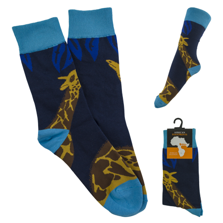 Socks - Giraffe - on Blue