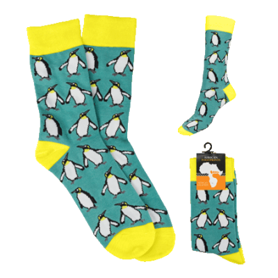 Socks - Penguins - Turquoise Sea