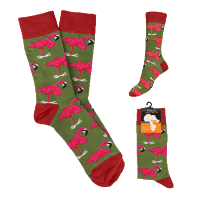 Socks - Flamingo - Olive Green