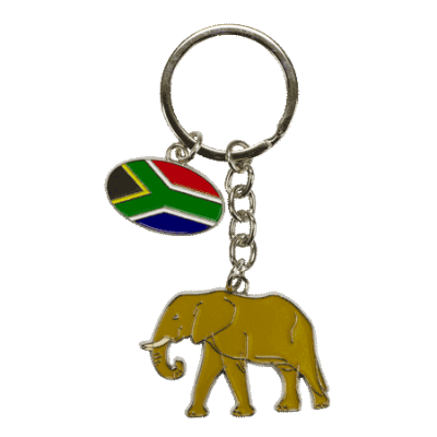 1 Charm Elephant/SA Flag Keyring-Brown