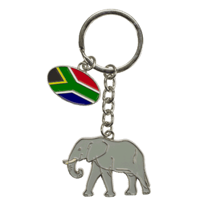 1 Charm Elephant/SA Flag Keyring-Grey