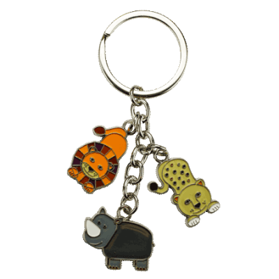 3 charm Keyring-Grey Rhino