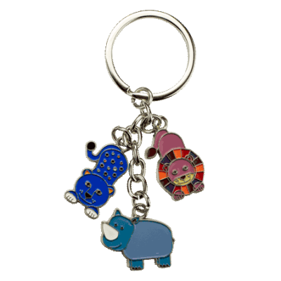3 charm Keyring-Blue Rhino