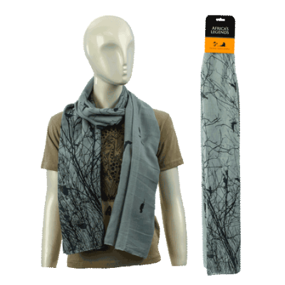 Scarf-Birds with tree-Grey (Large)
