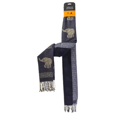 Pashmina Style Scarf-Elephant-Navy