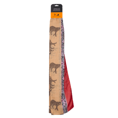Scarf-Leopard-Peach-Ethnic trim