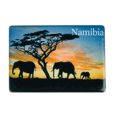 Ceramic Fridge Magnet - Namibia - Elephant Red Sky