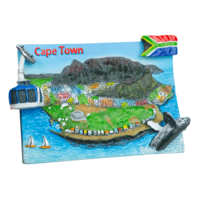 Hand Painted Magnet - Cape Town - Table Mountain (SA Flag)