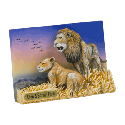 Hand Painted Magnet - 2 Lions